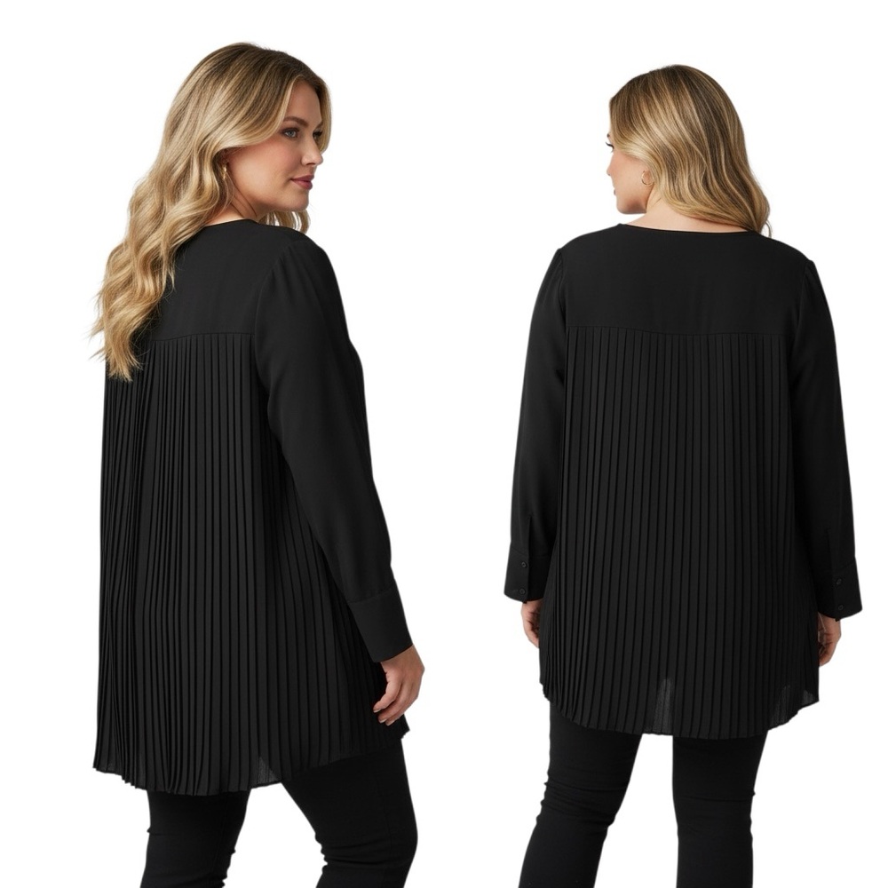 NWT everleigh Black Pleated Back Tunic Top Size 1X